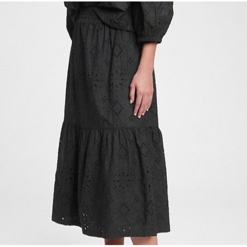 Eyelet Tiered Midi Skirt Western Cowgirl Rodeo Cottagecore Bohemian Festival M